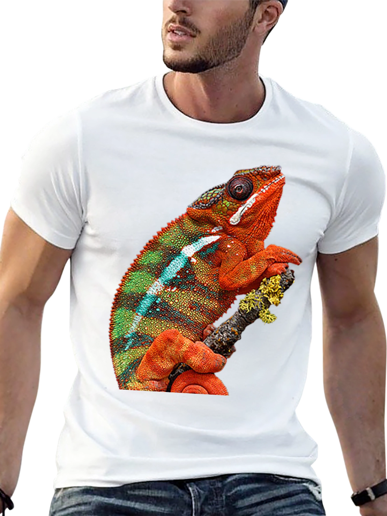 Black Chameleon Graphic Print Crew Neck T-Shirt view 13