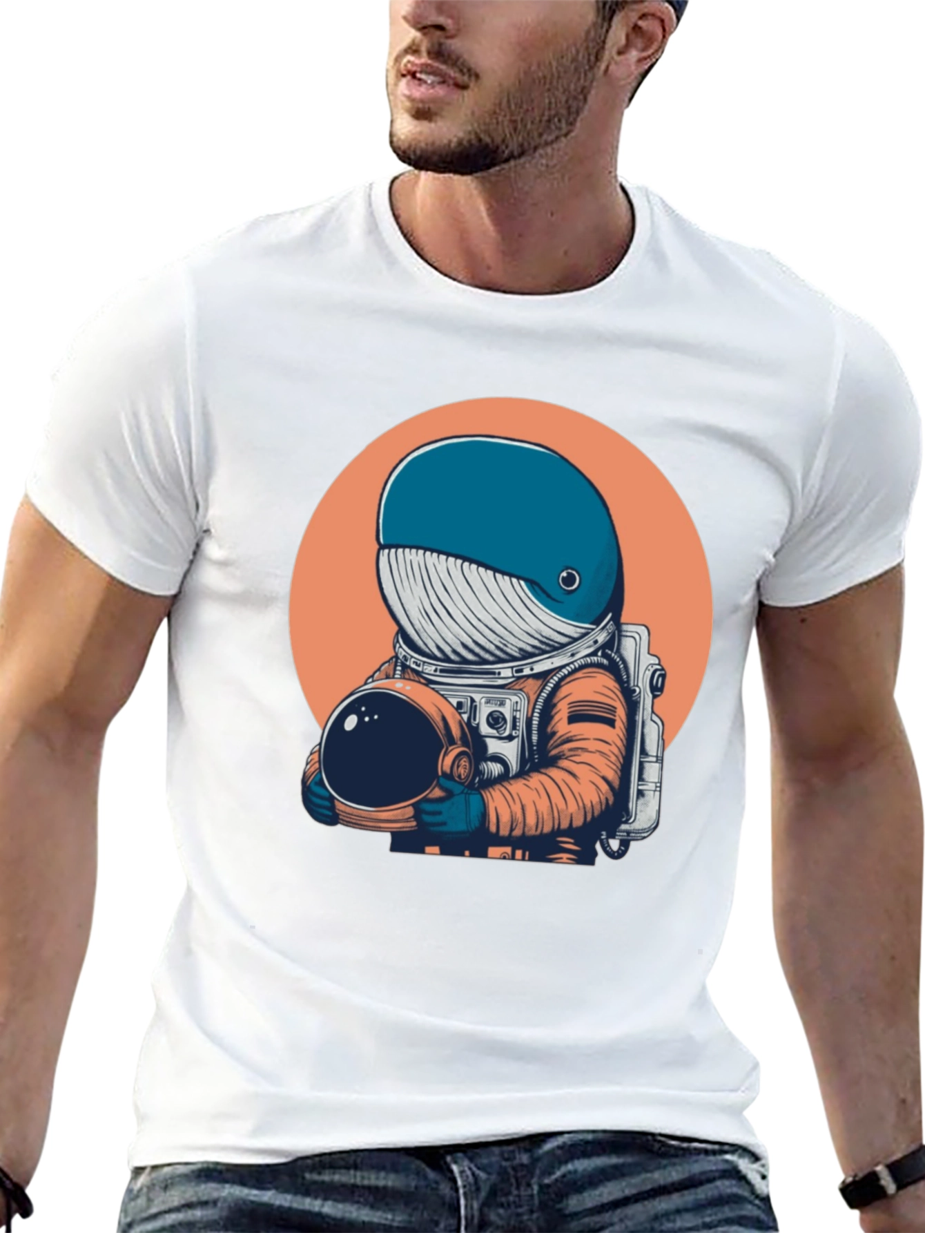 Black Astronaut Whale Graphic Tee - Unique Space Design T-Shirt view 13