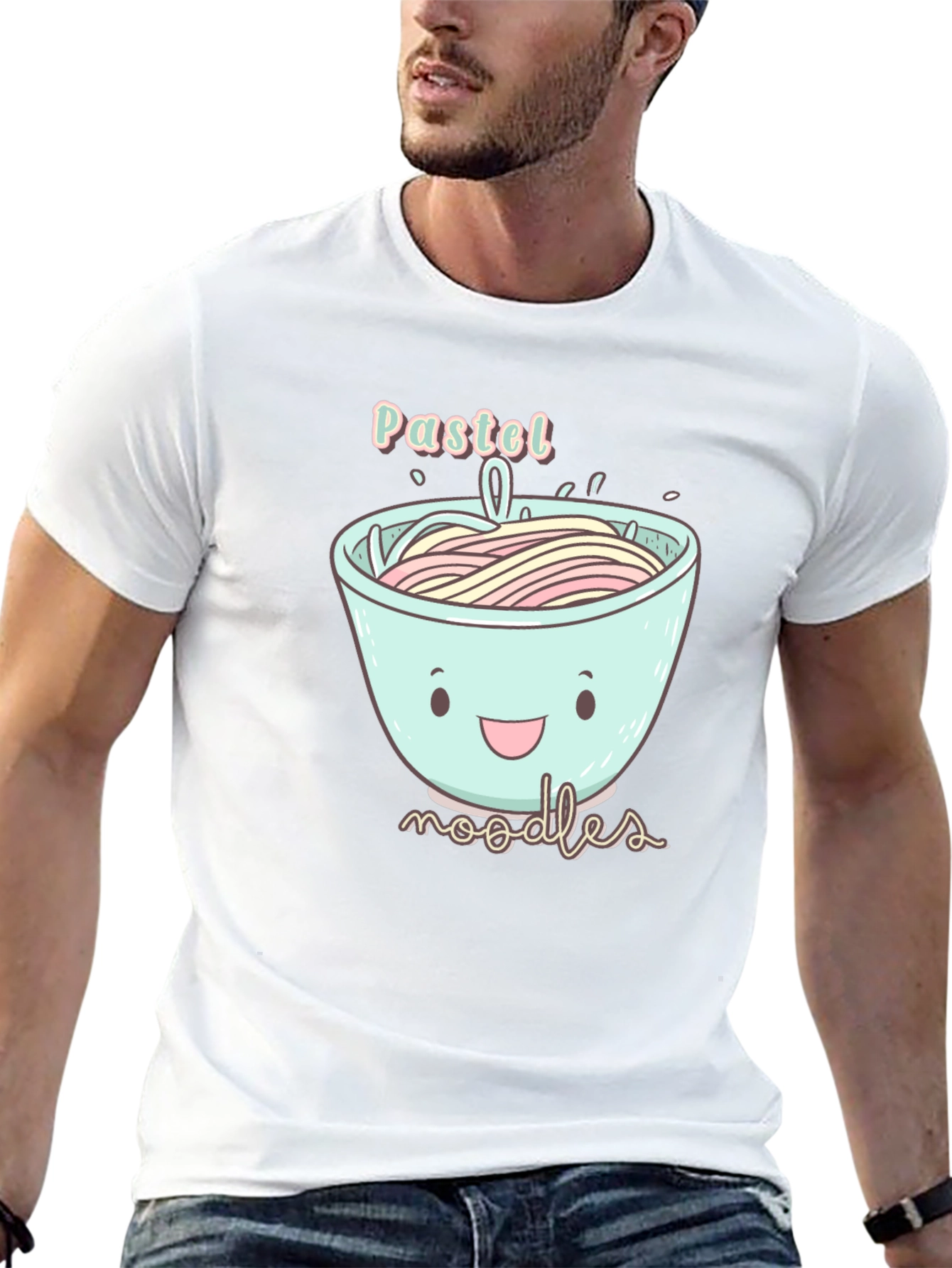 Black Pastel Noodles Graphic T-Shirt - Cute Kawaii Design view 13