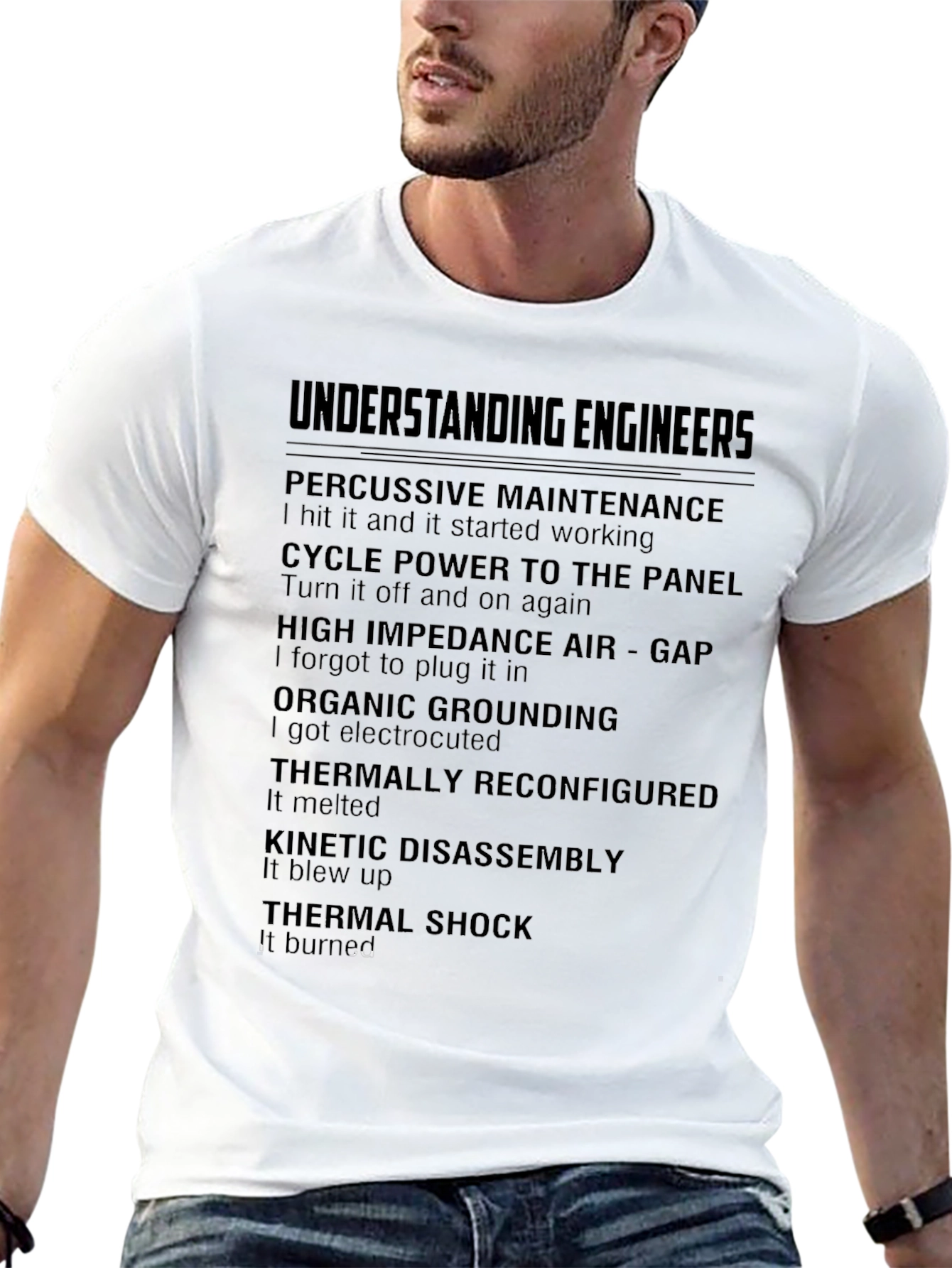 Black Engineer Humor Graphic Tee - Percussive Maintenance view 13