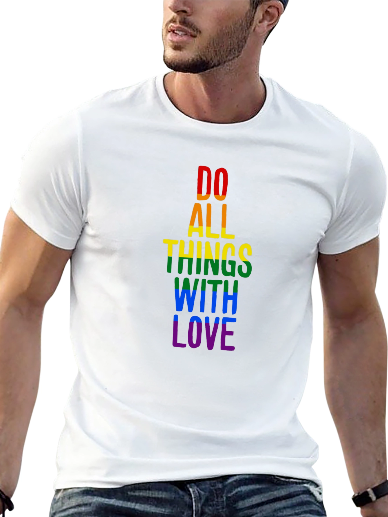 Black Rainbow Pride T-Shirt: Do All Things With Love view 13