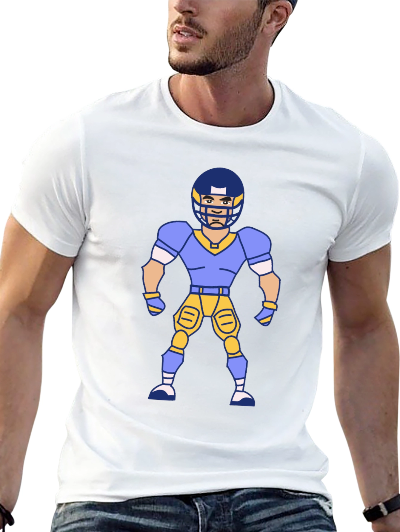 Black Cartoon Football Player Graphic T-Shirt view 13