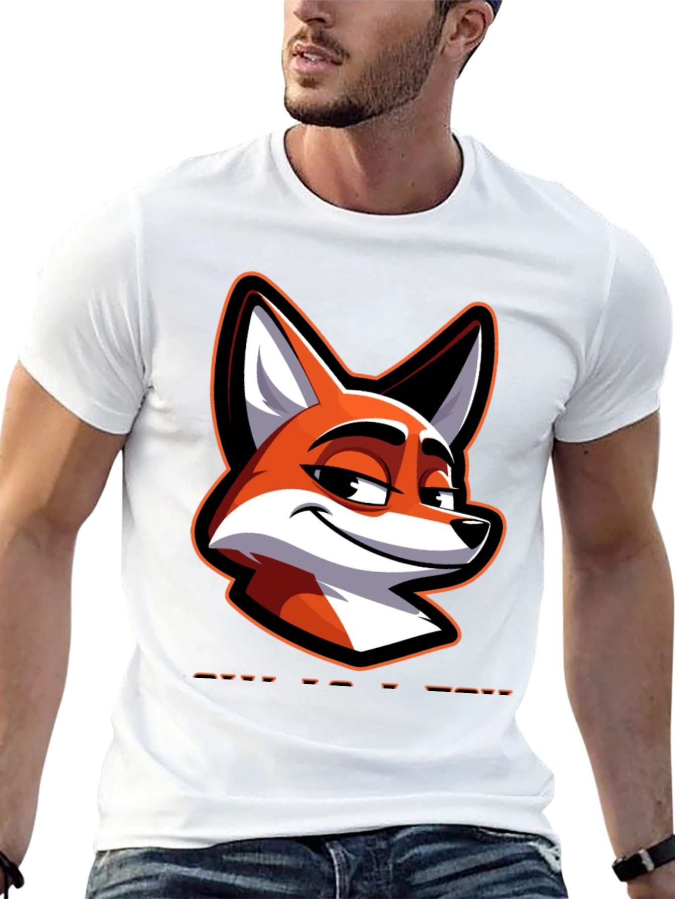 Black Cool Fox Graphic Tee - Black Cotton Blend view 13