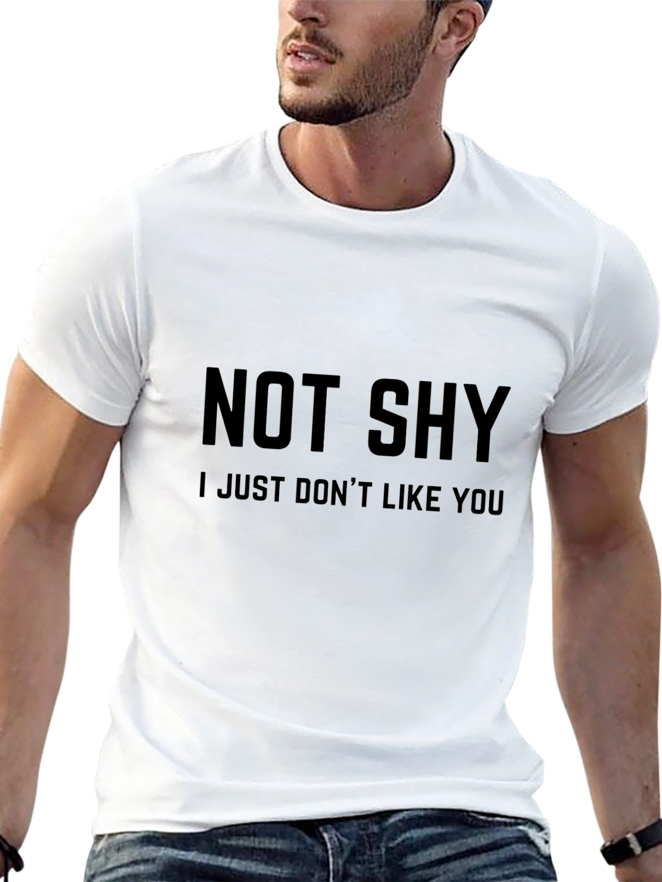 Black Not Shy Funny Sarcastic T-Shirt view 13