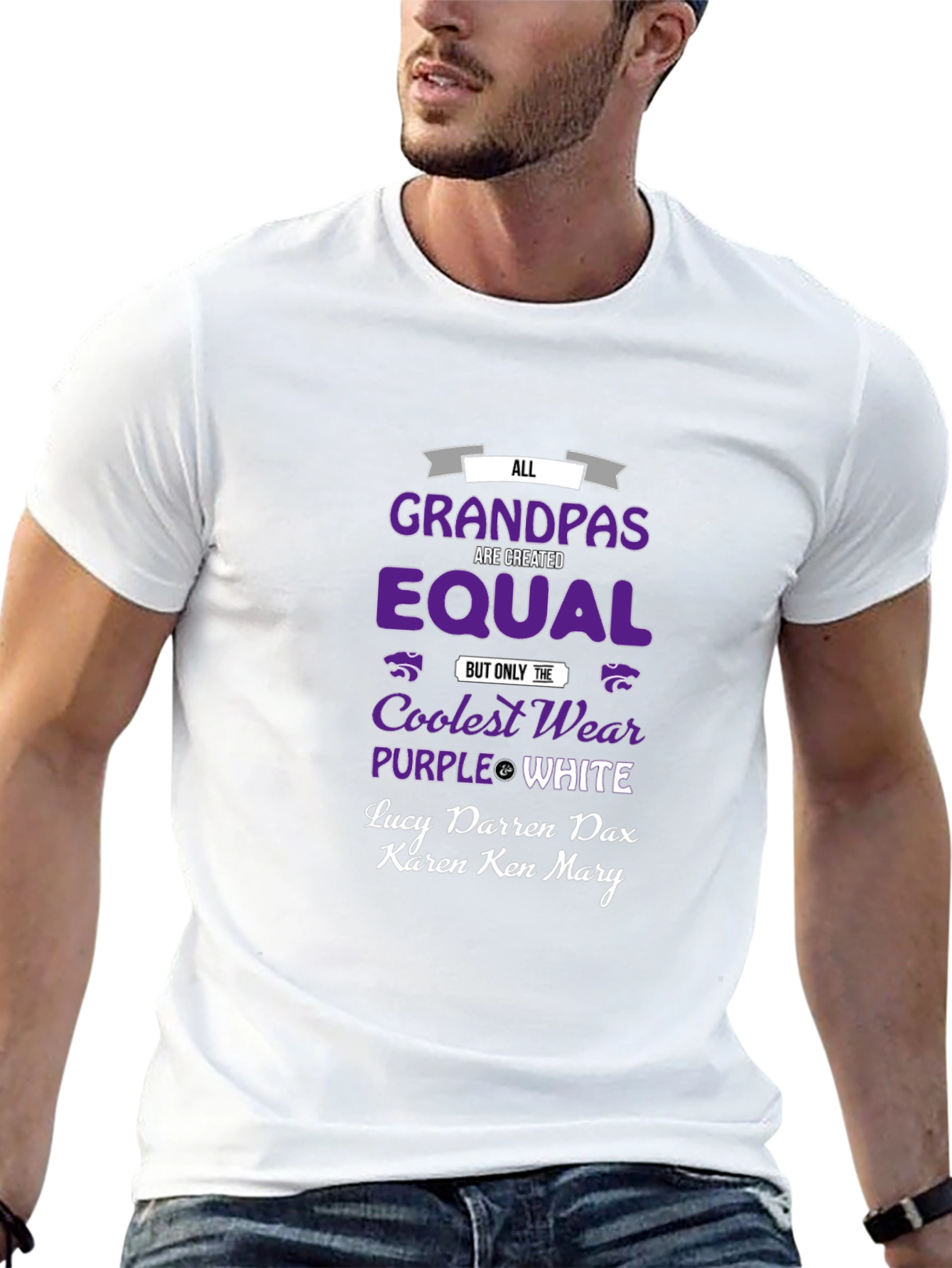 Coolest Grandpas Wear Purple & White T-Shirt - 13