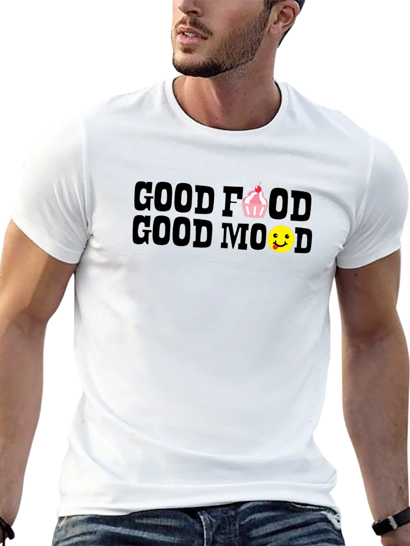 Black Good Food Good Mood Black T-Shirt view 13