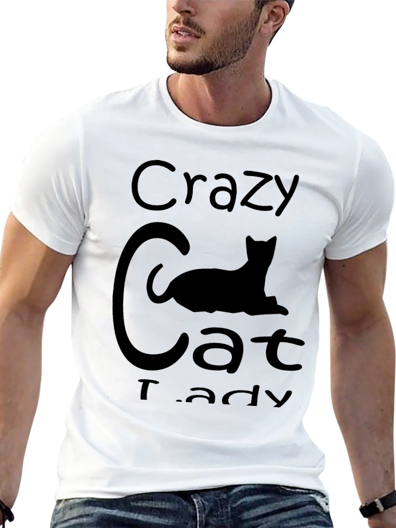 Black Crazy Cat Lady T-Shirt - Black view 13