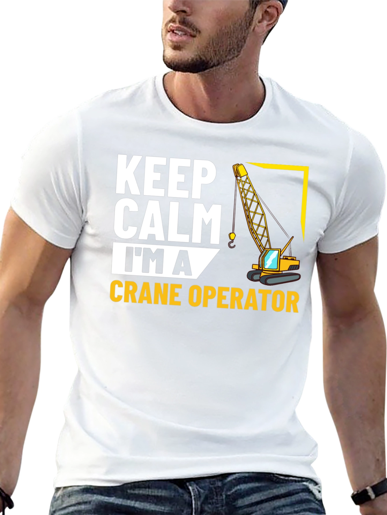 Black Keep Calm Crane Operator T-Shirt view 13