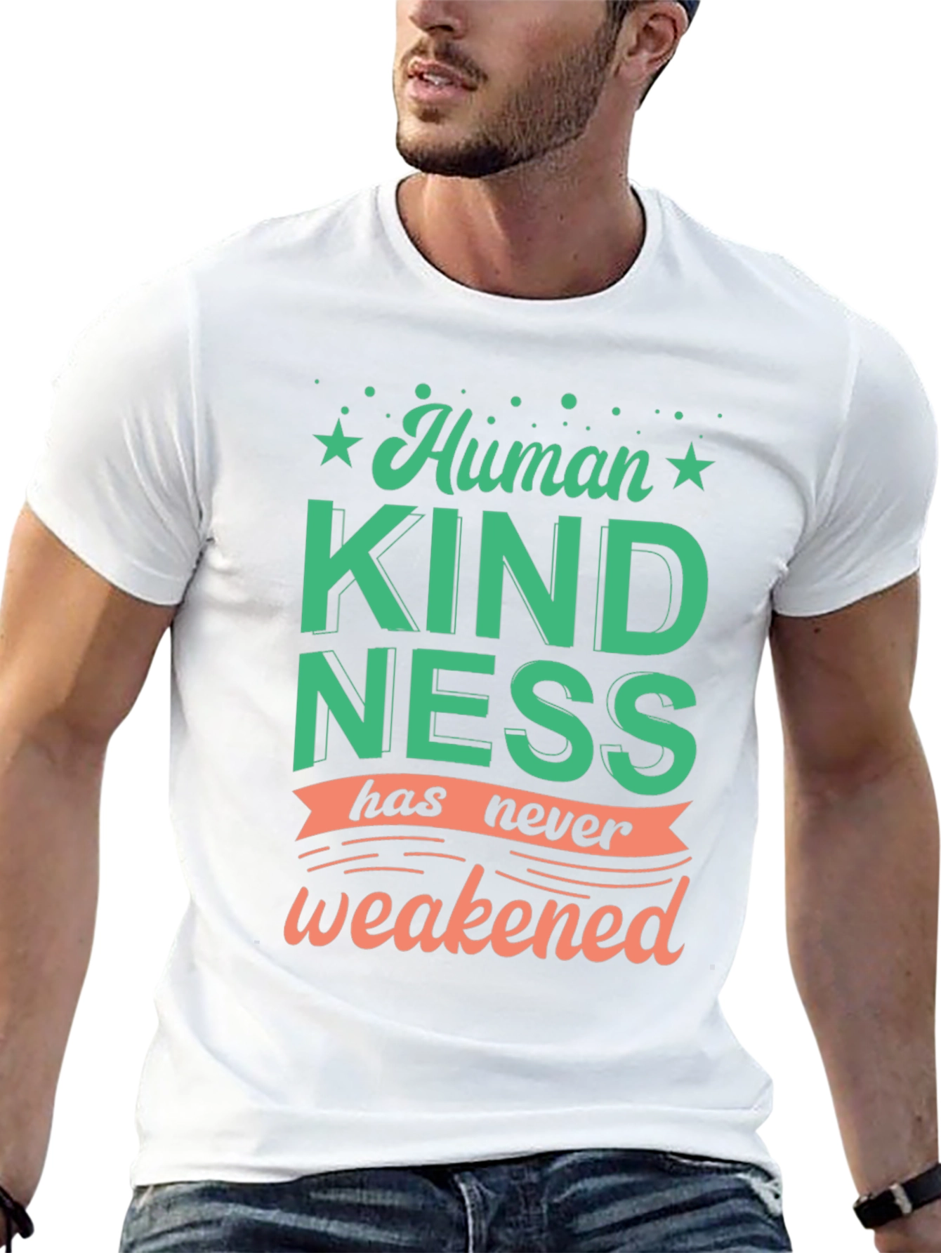 Black Human Kindness Graphic Tee - Positive Message Shirt view 13