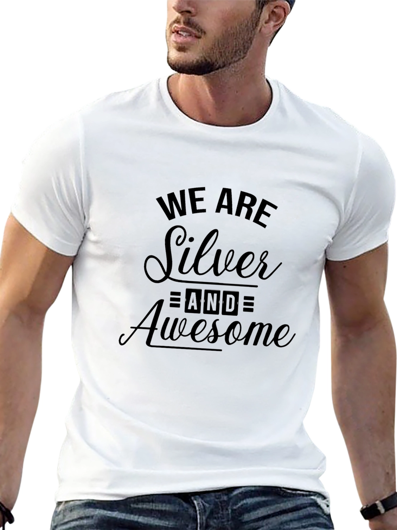 Black We Are Silver and Awesome Black T-Shirt view 13