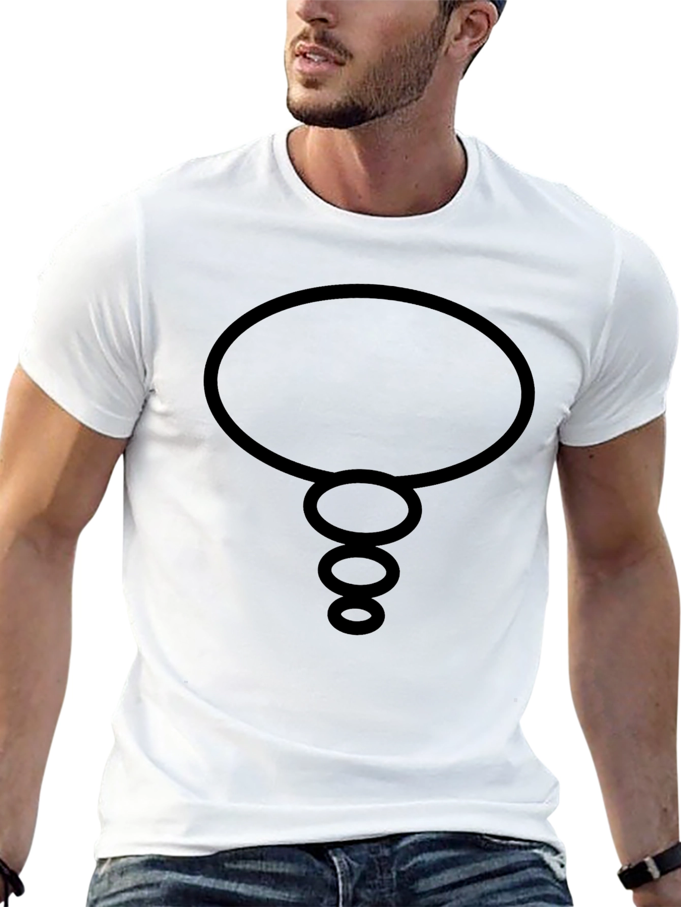 Black Men's Black T-Shirt with Comic Bubble Design view 13