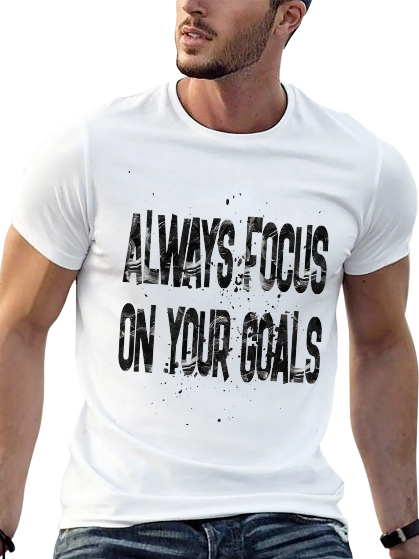 Black Always Focus On Your Goals Graphic Tee view 13