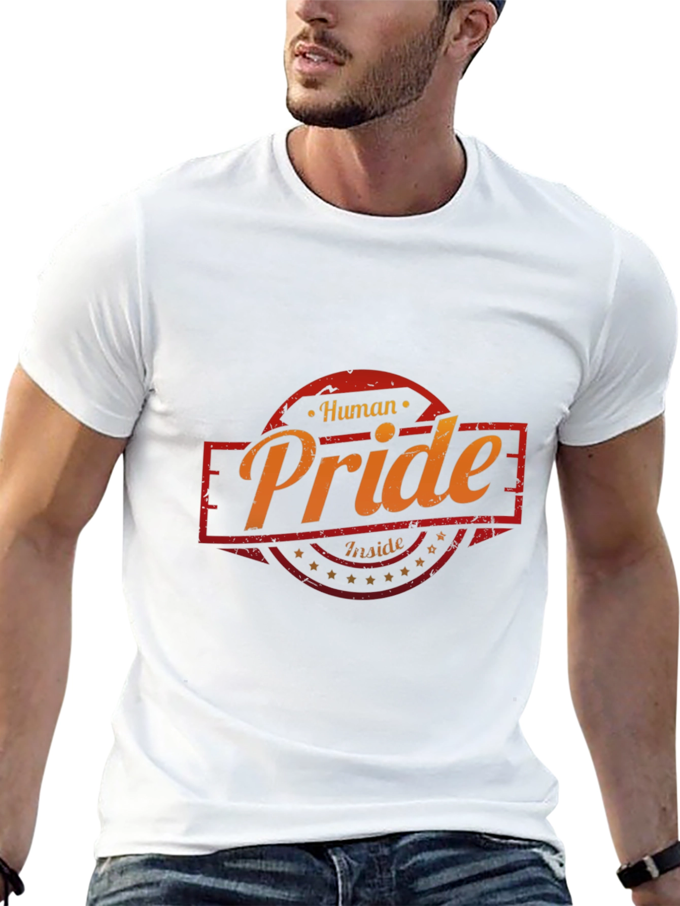 Black Human Pride Inside Graphic Tee - Black Cotton T-Shirt view 13