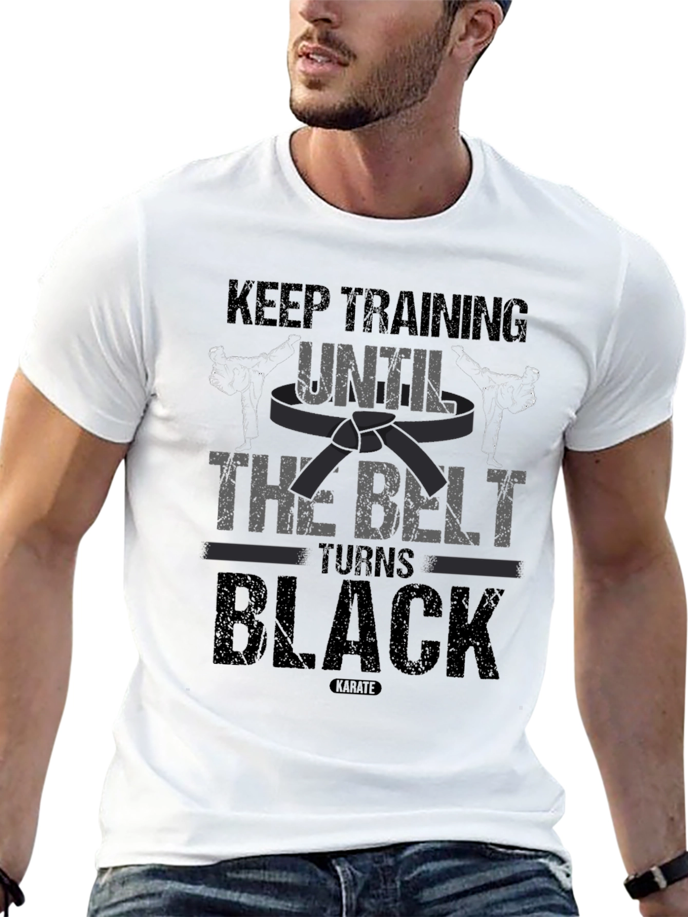Black Keep Training Until The Belt Turns Black T-Shirt view 13