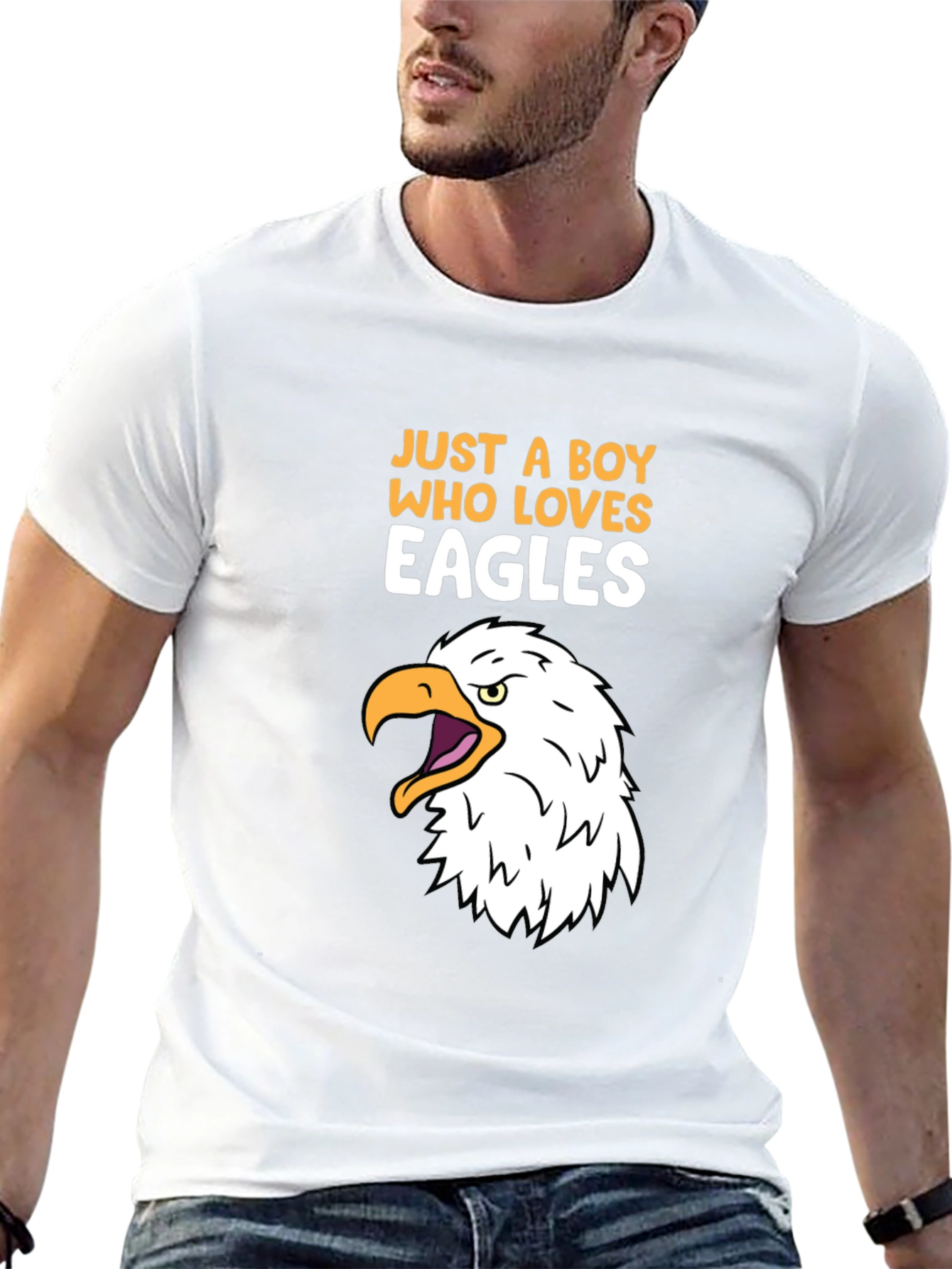 Black Just A Boy Who Loves Eagles Graphic Tee view 13