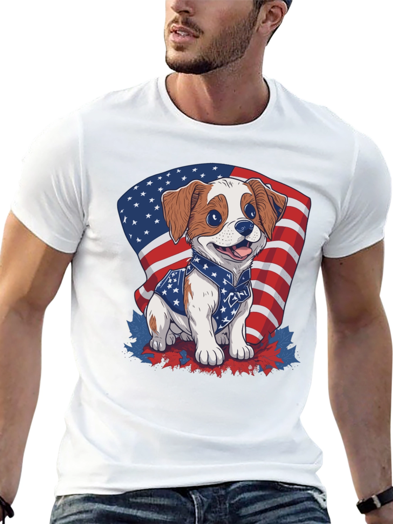 Black Patriotic Puppy T-Shirt: American Flag Dog Design view 13