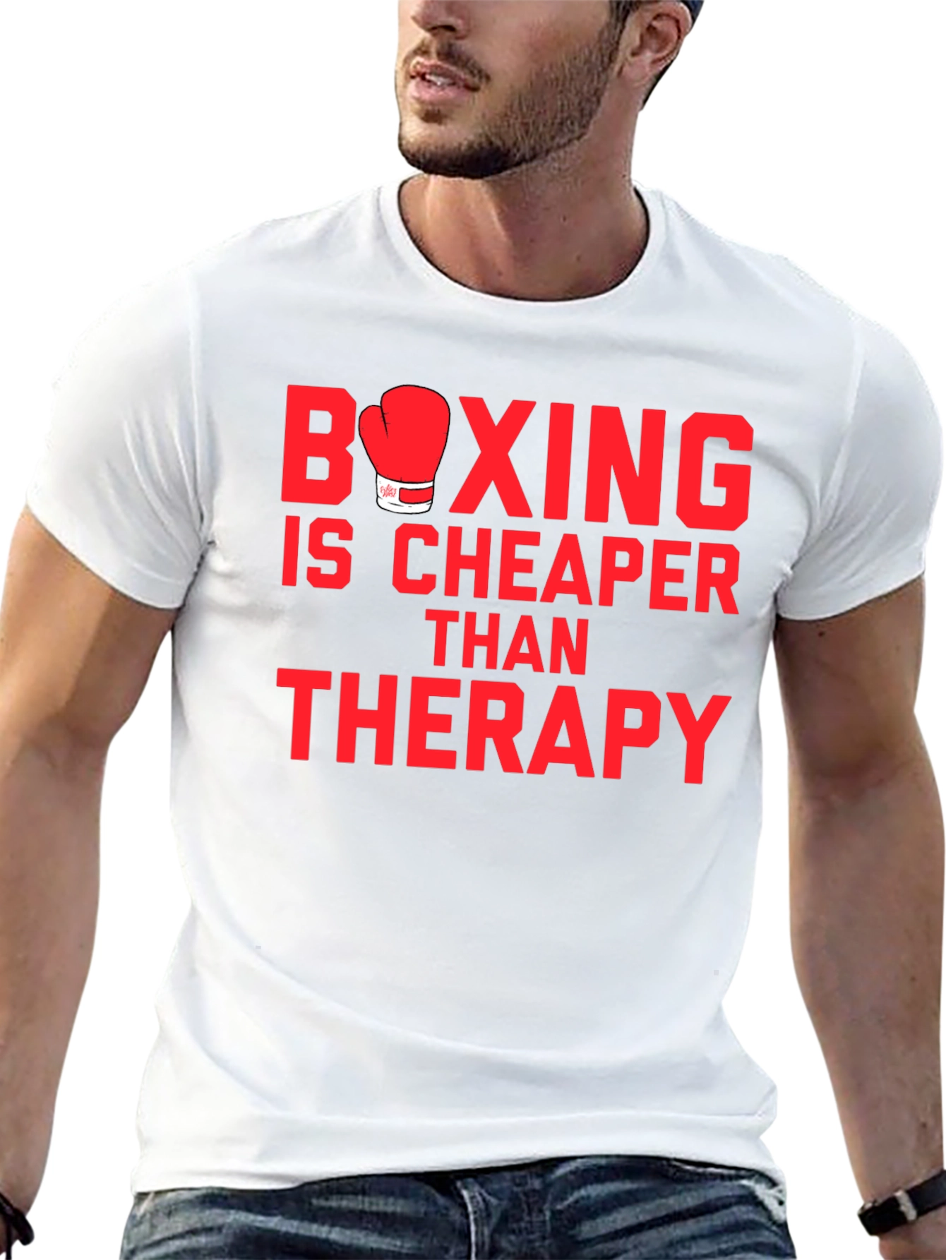 Black Boxing is Cheaper Than Therapy Graphic T-Shirt view 13