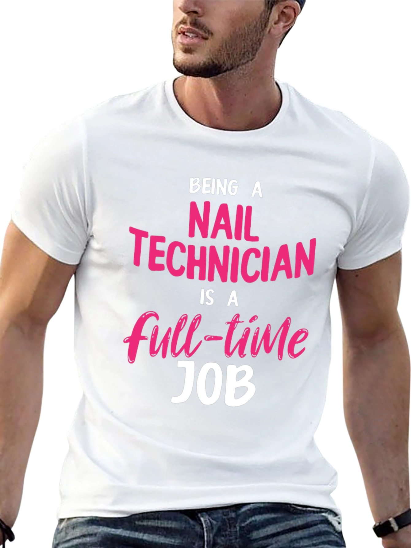 Black Nail Technician Full-Time Job Graphic Tee view 13