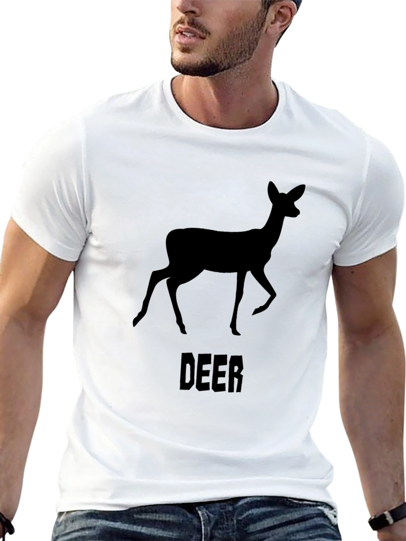 Black Deer Graphic Print Crew Neck T-Shirt view 13