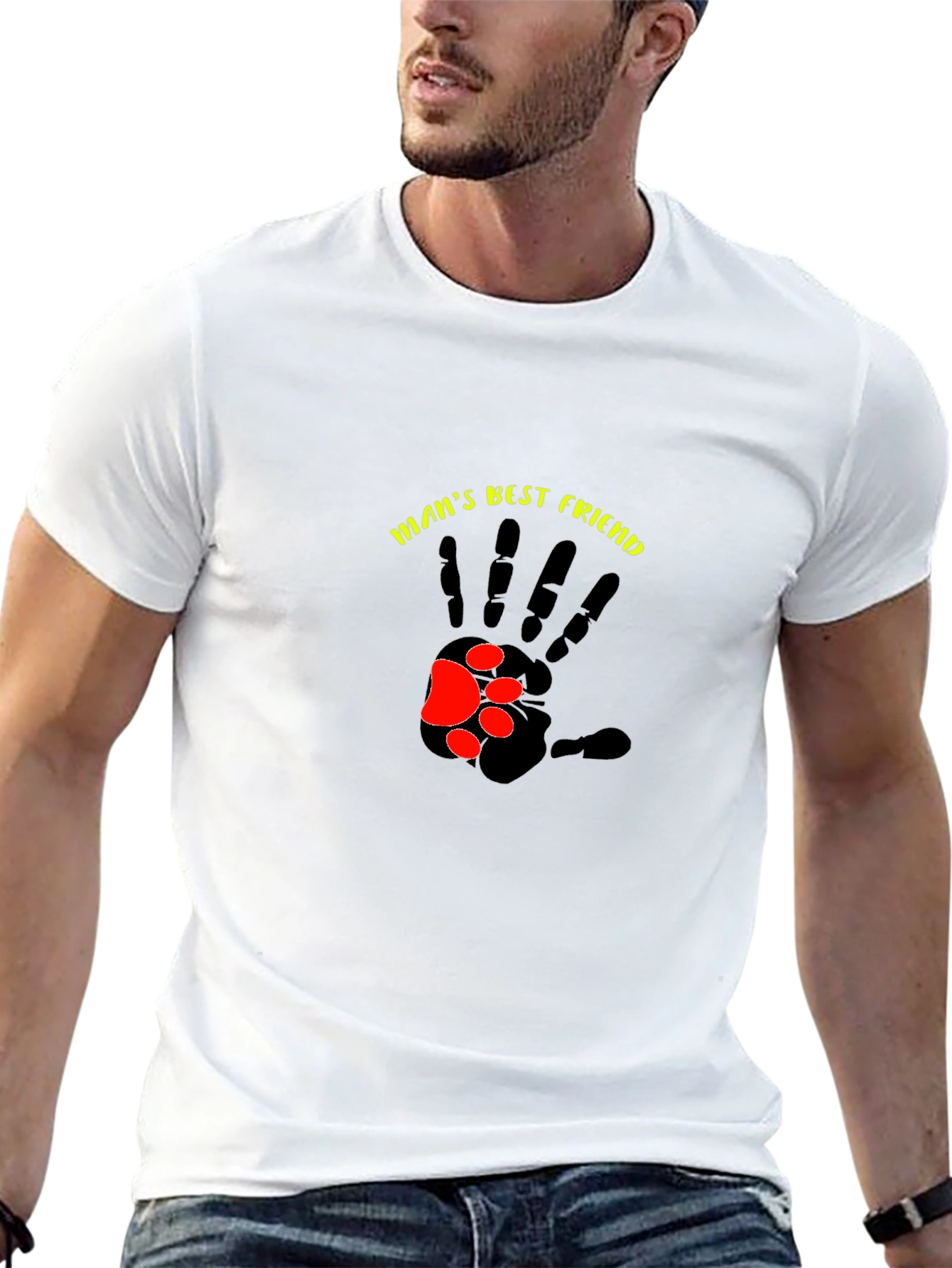 Black Man's Best Friend T-Shirt - Paw Print Hand Design view 13