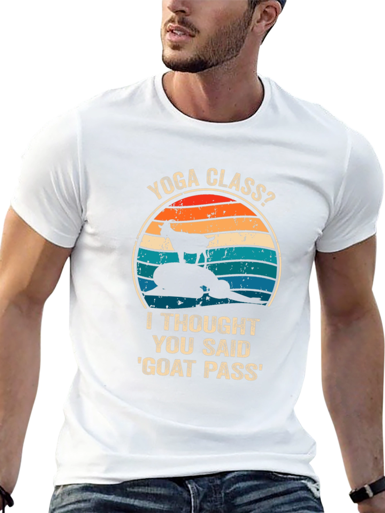 Black Yoga Class? Goat Pass Funny Graphic Tee view 13