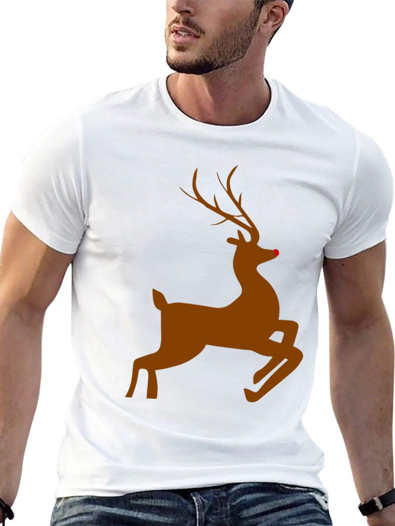 Black Rudolph Red-Nosed Reindeer Christmas T-Shirt view 13
