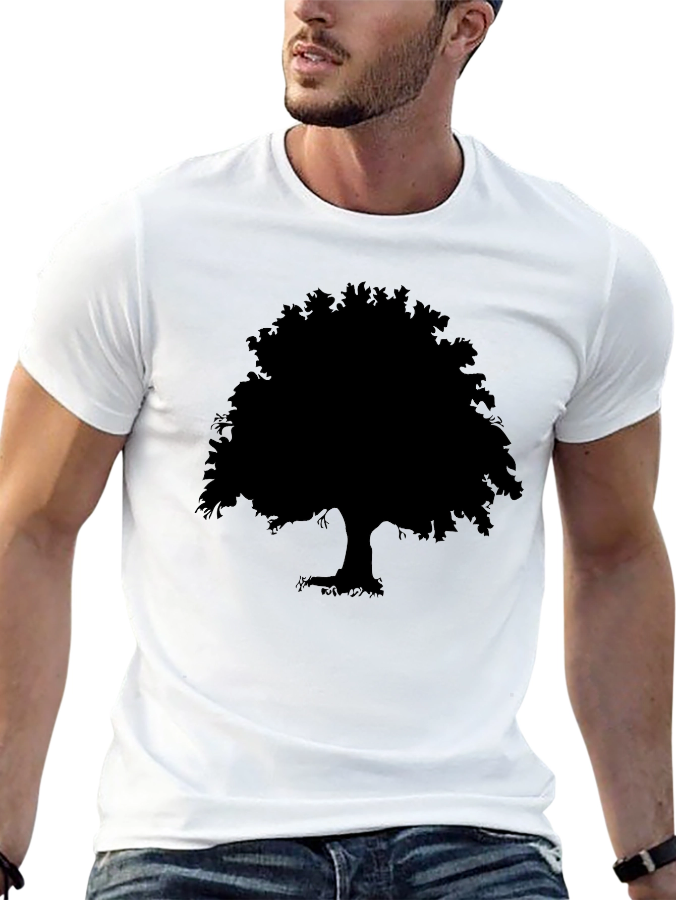 Black Silhouette Tree Graphic Tee - Mens Short Sleeve Crew Neck view 13