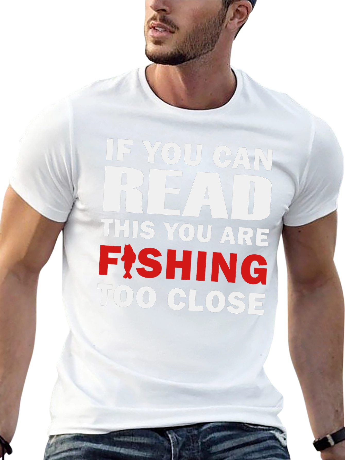 Black Fishing T-Shirt - Read This You Are Fishing Too Close view 13