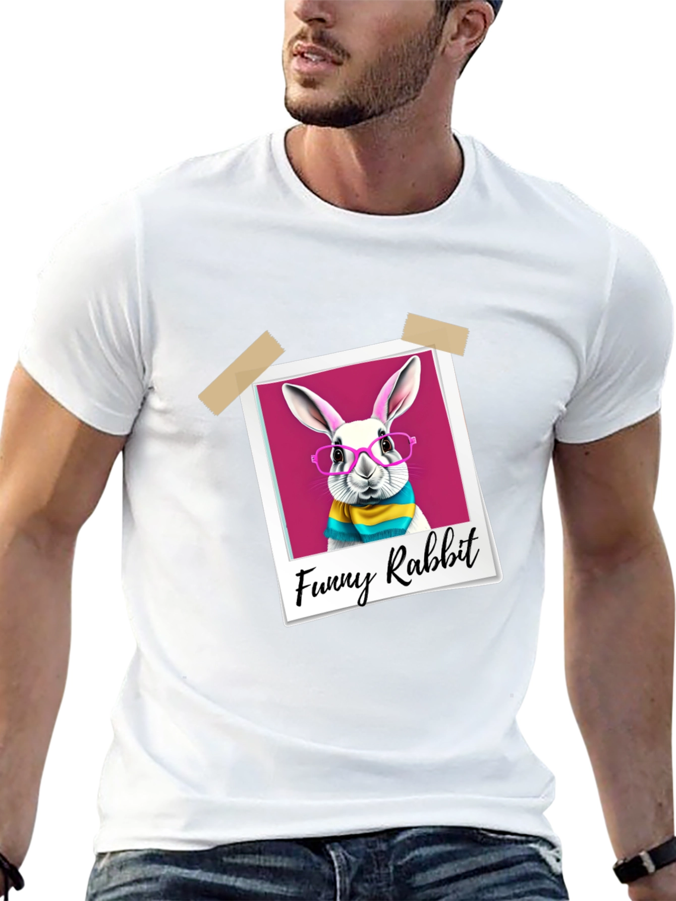 Black Funny Rabbit Graphic T-Shirt view 13
