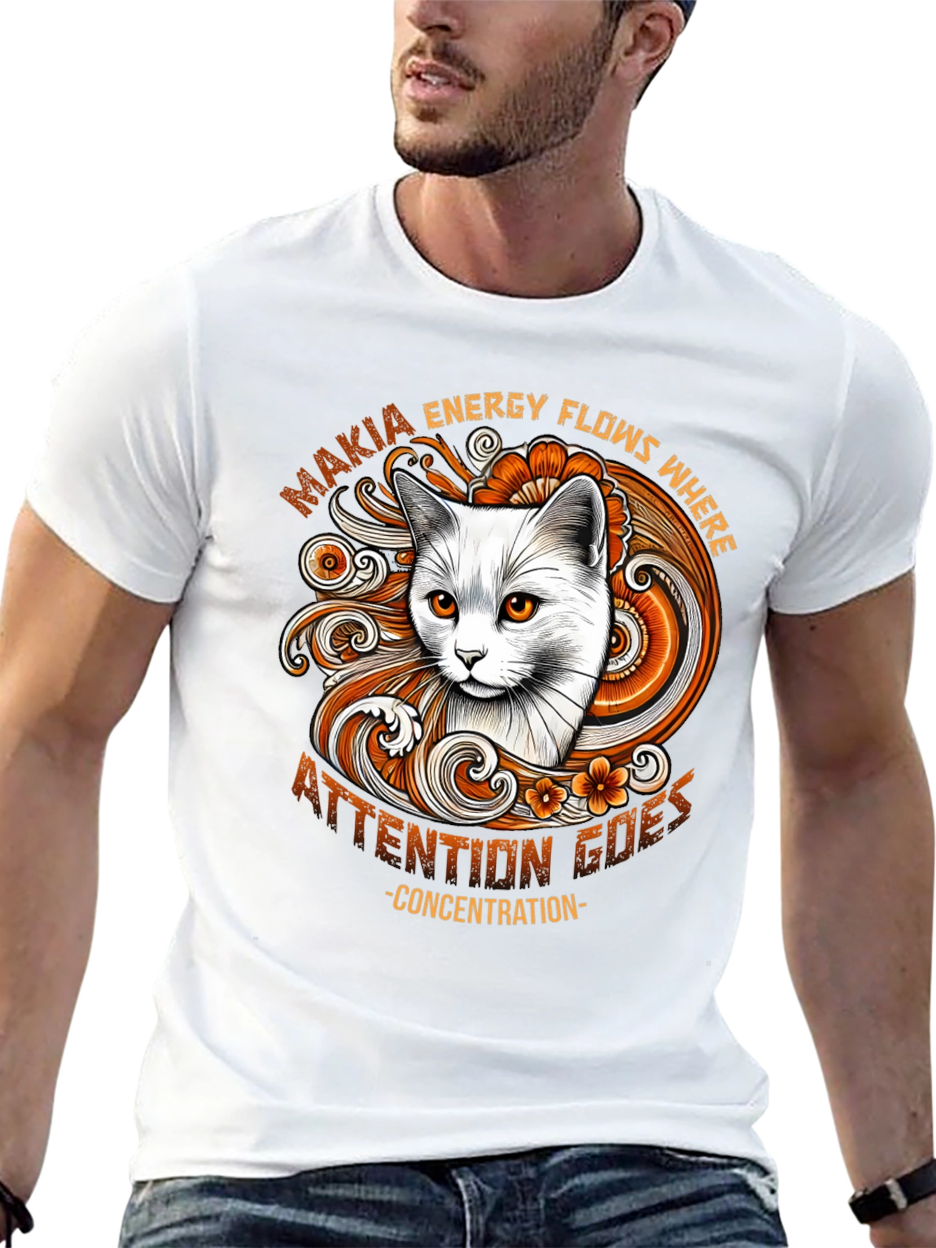 Black Cat Energy Flows T-Shirt view 13