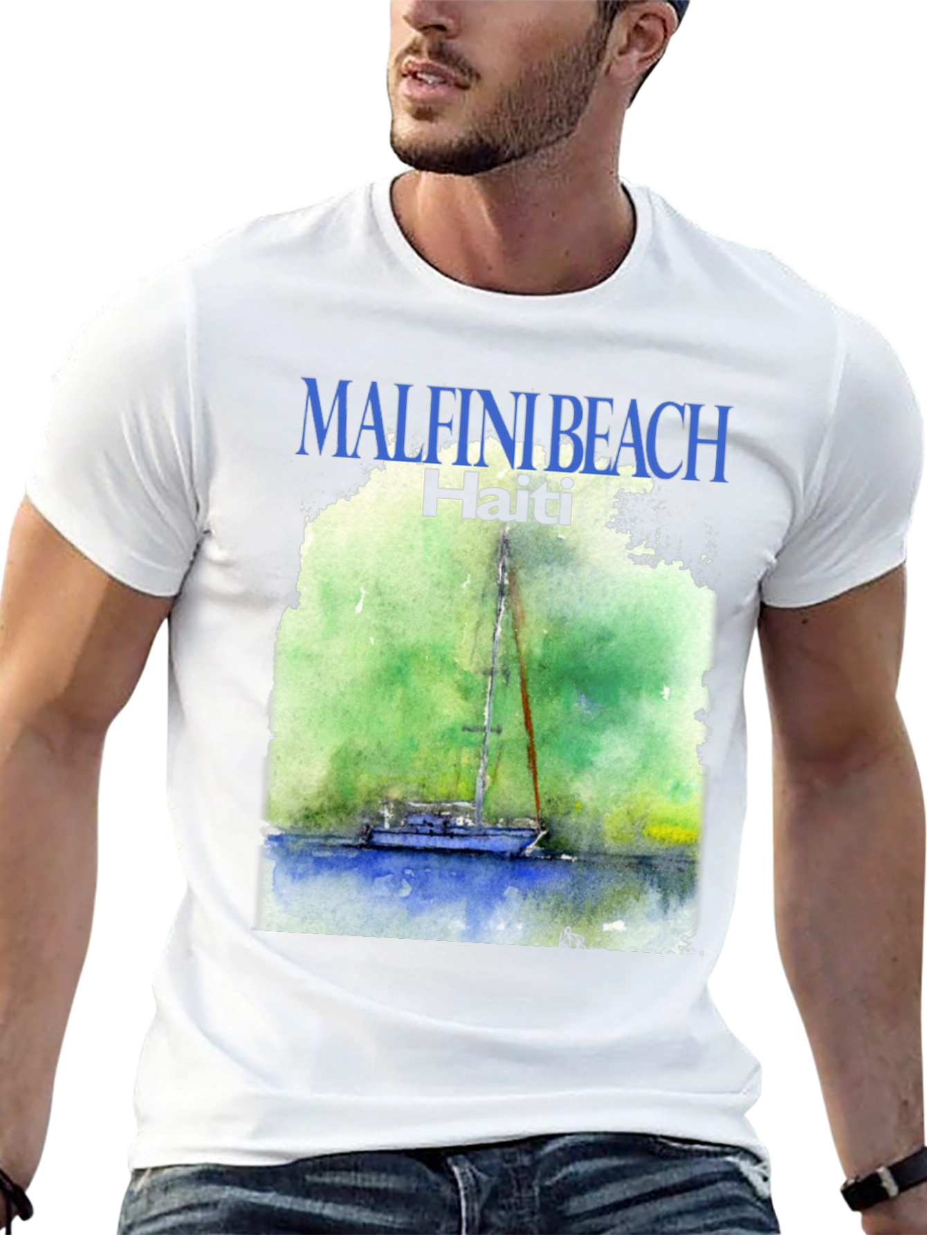 Black Malfini Beach Haiti T-Shirt - Sailboat Graphic Tee view 13