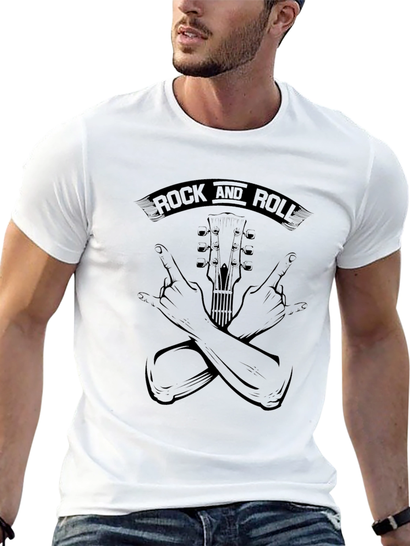 Black Rock and Roll Graphic T-Shirt - Black view 13