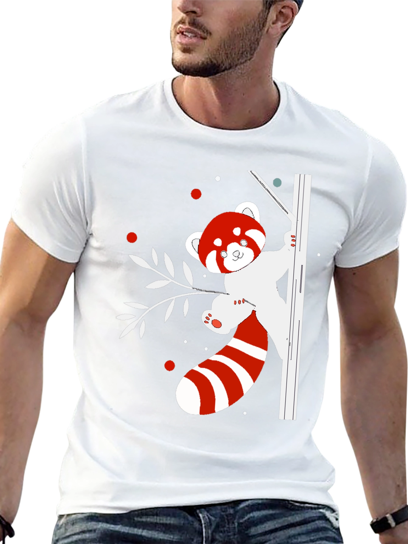 Black Red Panda T-Shirt - Cute Animal Design view 13