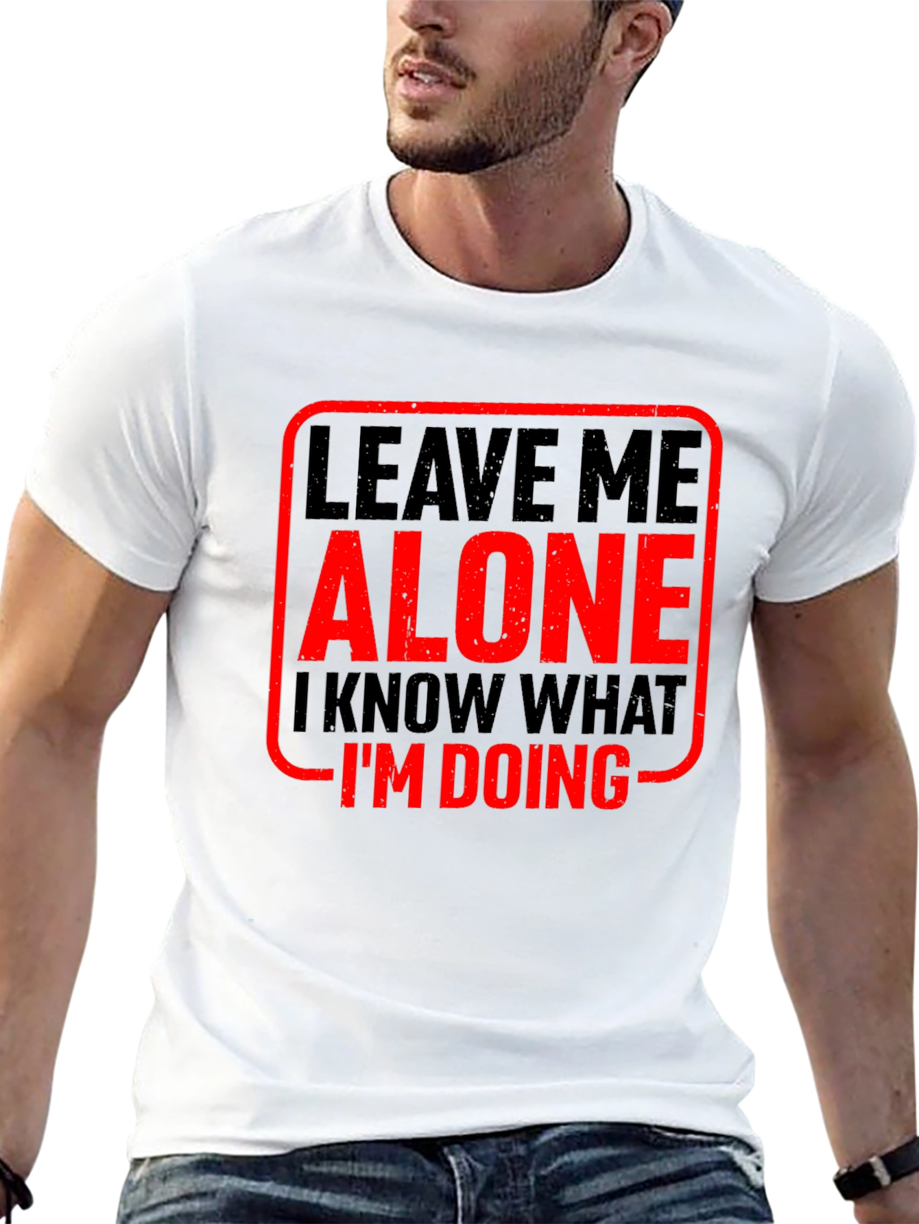 Black Leave Me Alone Graphic Tee - Mens Black Cotton T-Shirt view 13