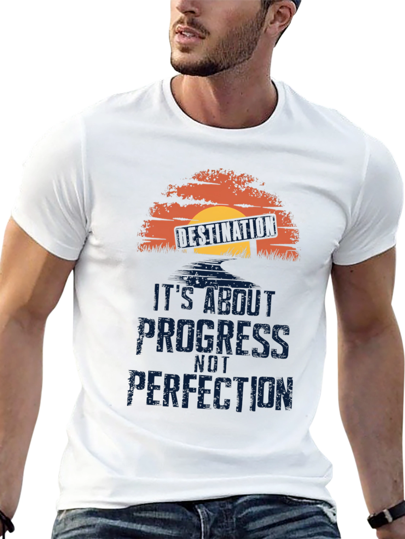 Black Progress Not Perfection T-Shirt - Motivational Graphic Tee view 13