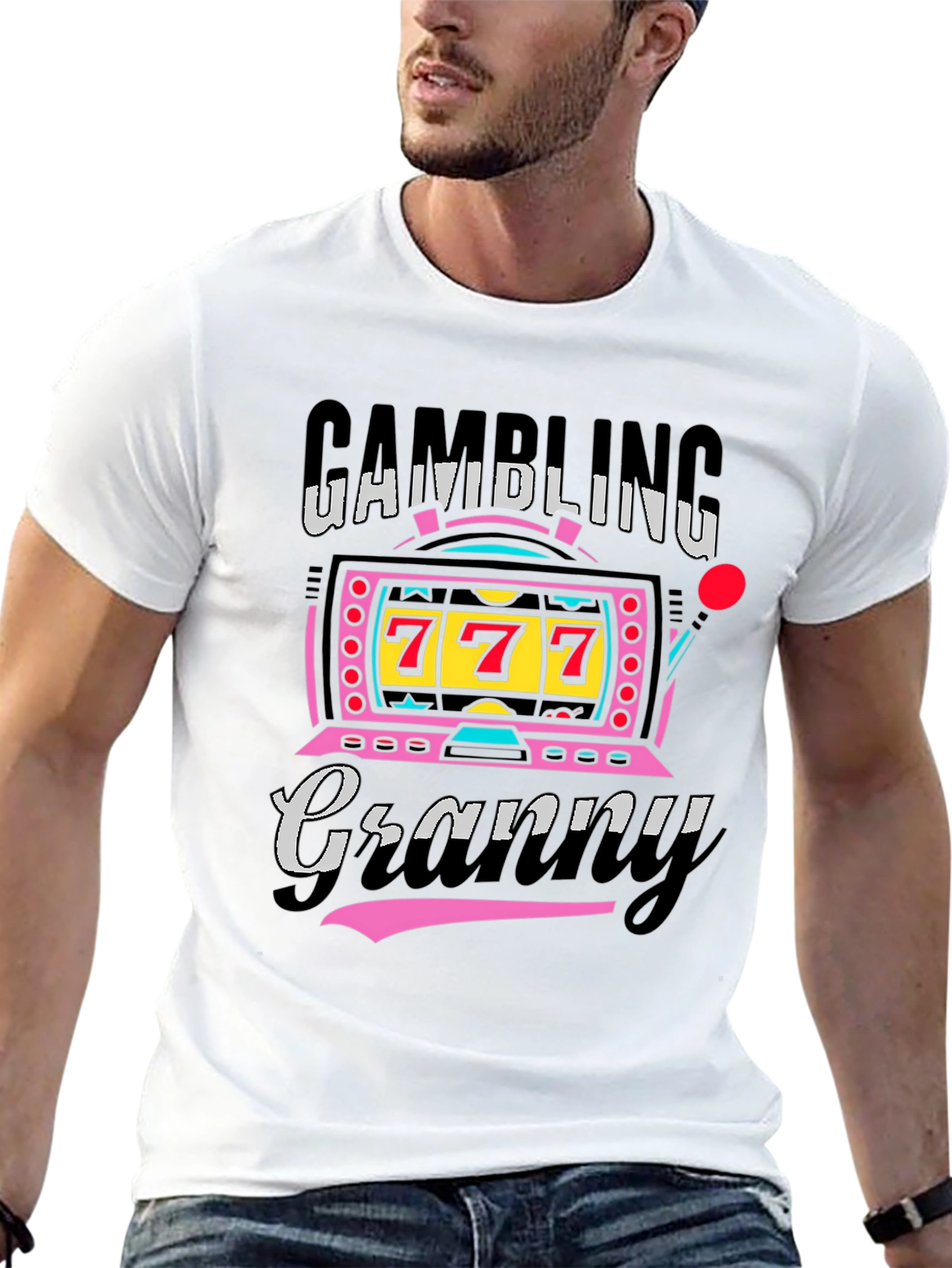 Black Gambling Granny Graphic Tee - Lucky 7s Casino Shirt view 13