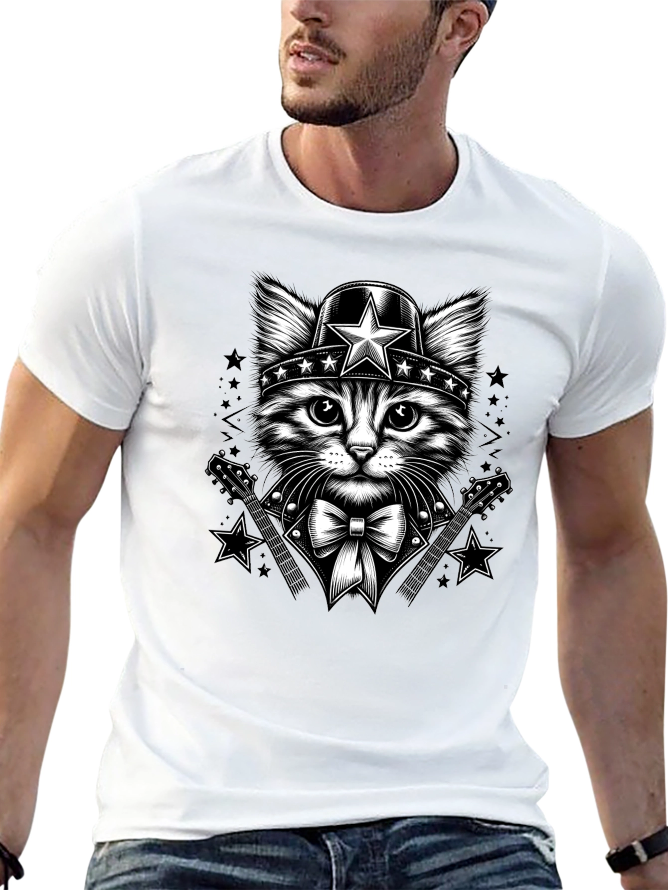 Black Cat Superhero T-Shirt - Black Graphic Tee view 13