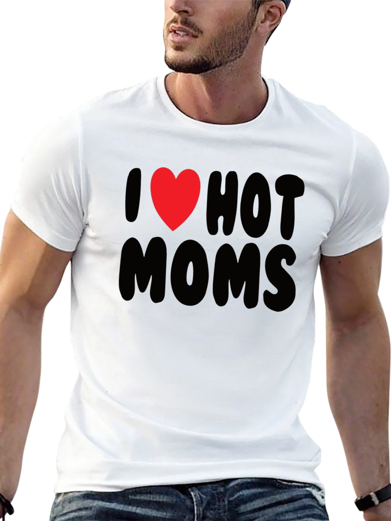 Black I Heart Hot Moms Graphic Tee - Black T-Shirt view 13