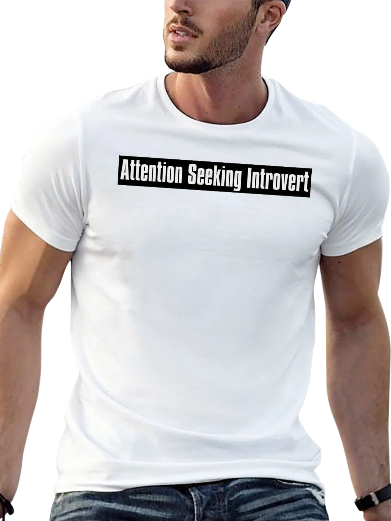 Black Attention Seeking Introvert Black T-Shirt view 13