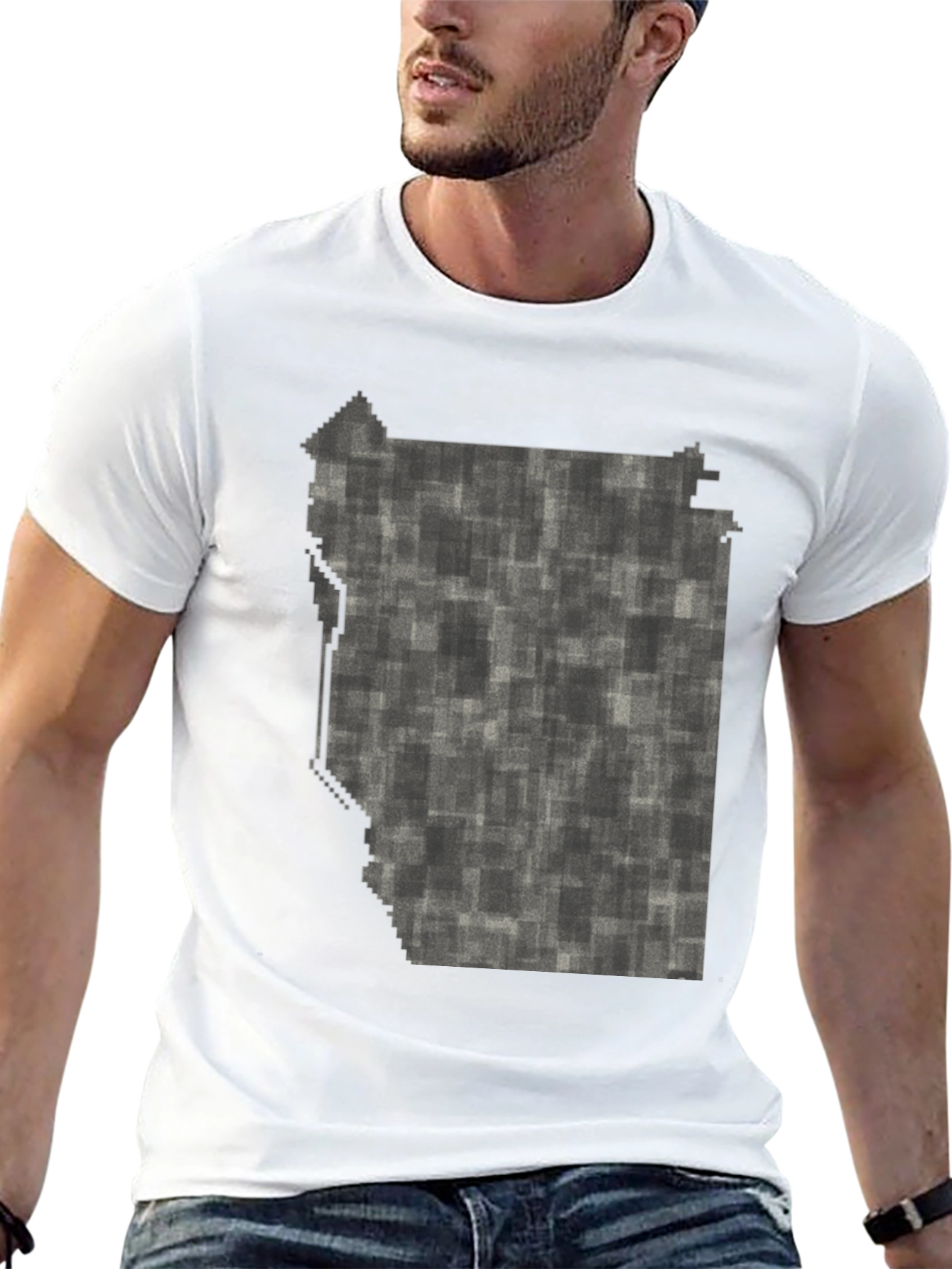 Modern Abstract Pixelated T-Shirt - Black - 13