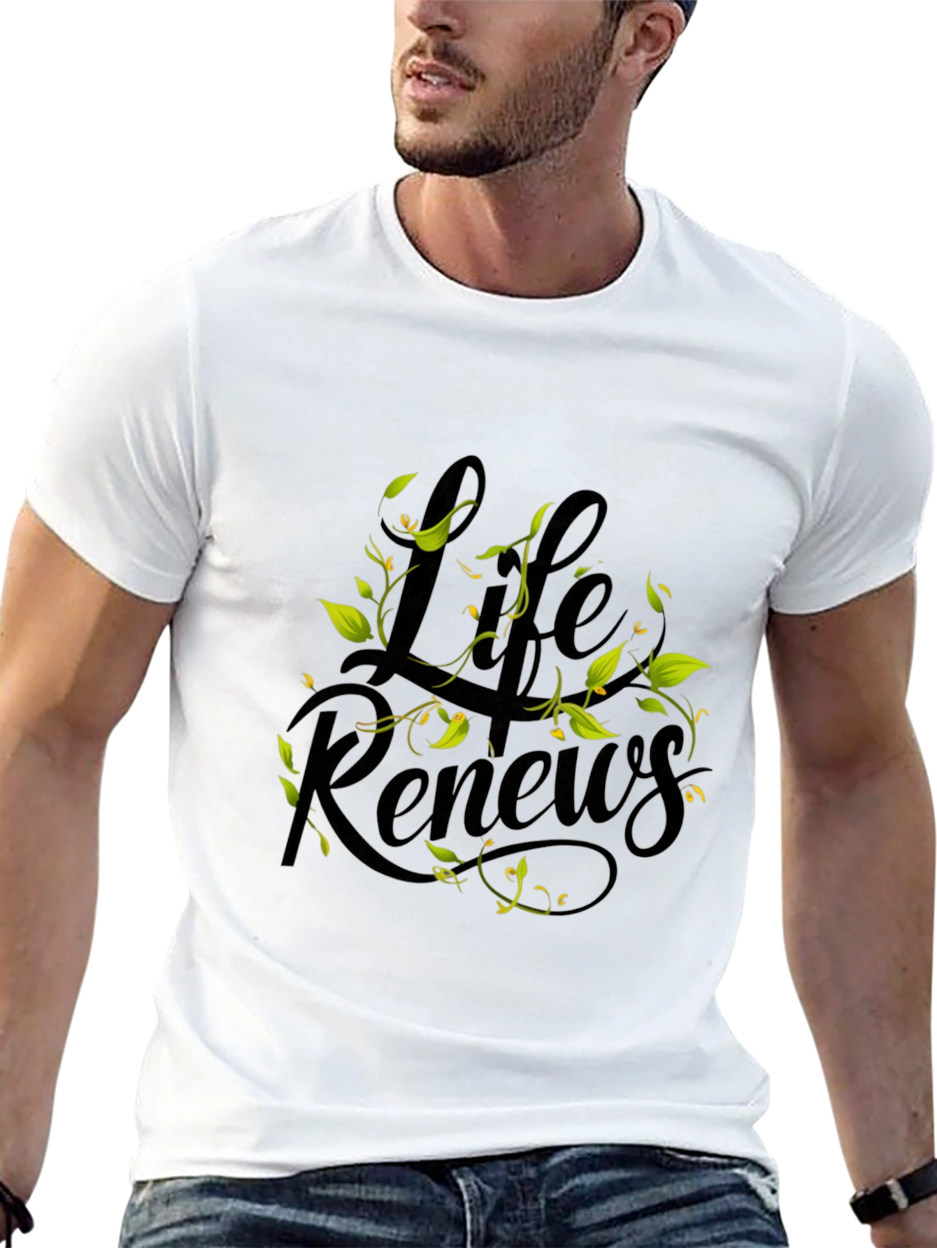 Black Life Renews Graphic Print Black T-Shirt view 13