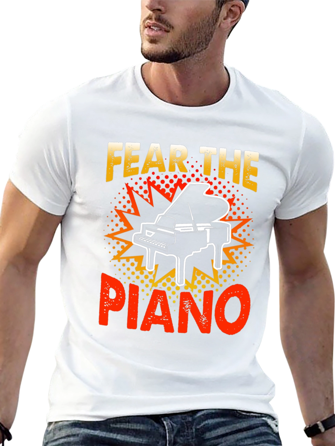 Black Fear the Piano Graphic T-Shirt view 13