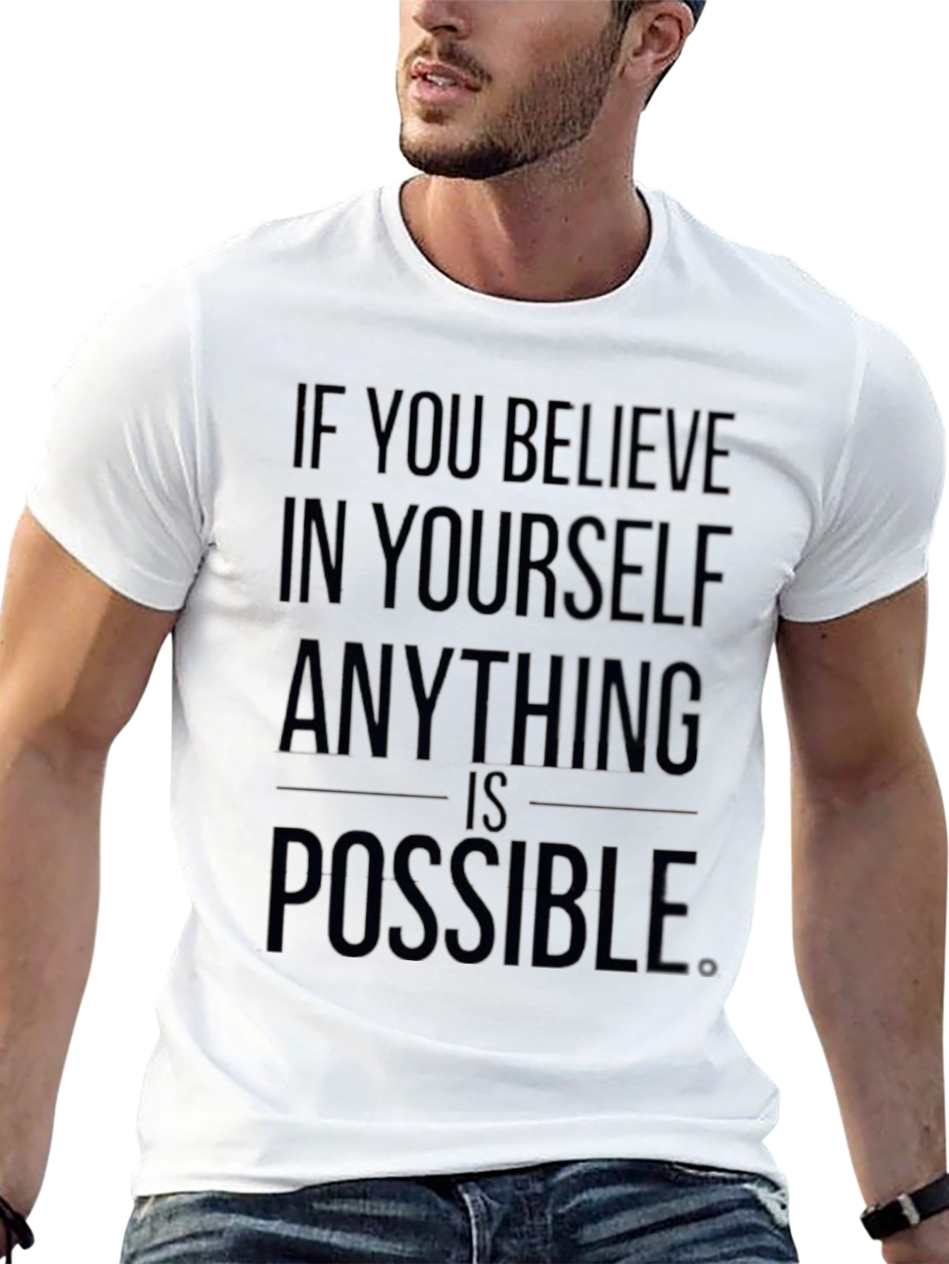 Black Believe in Yourself Motivational Black T-Shirt view 13