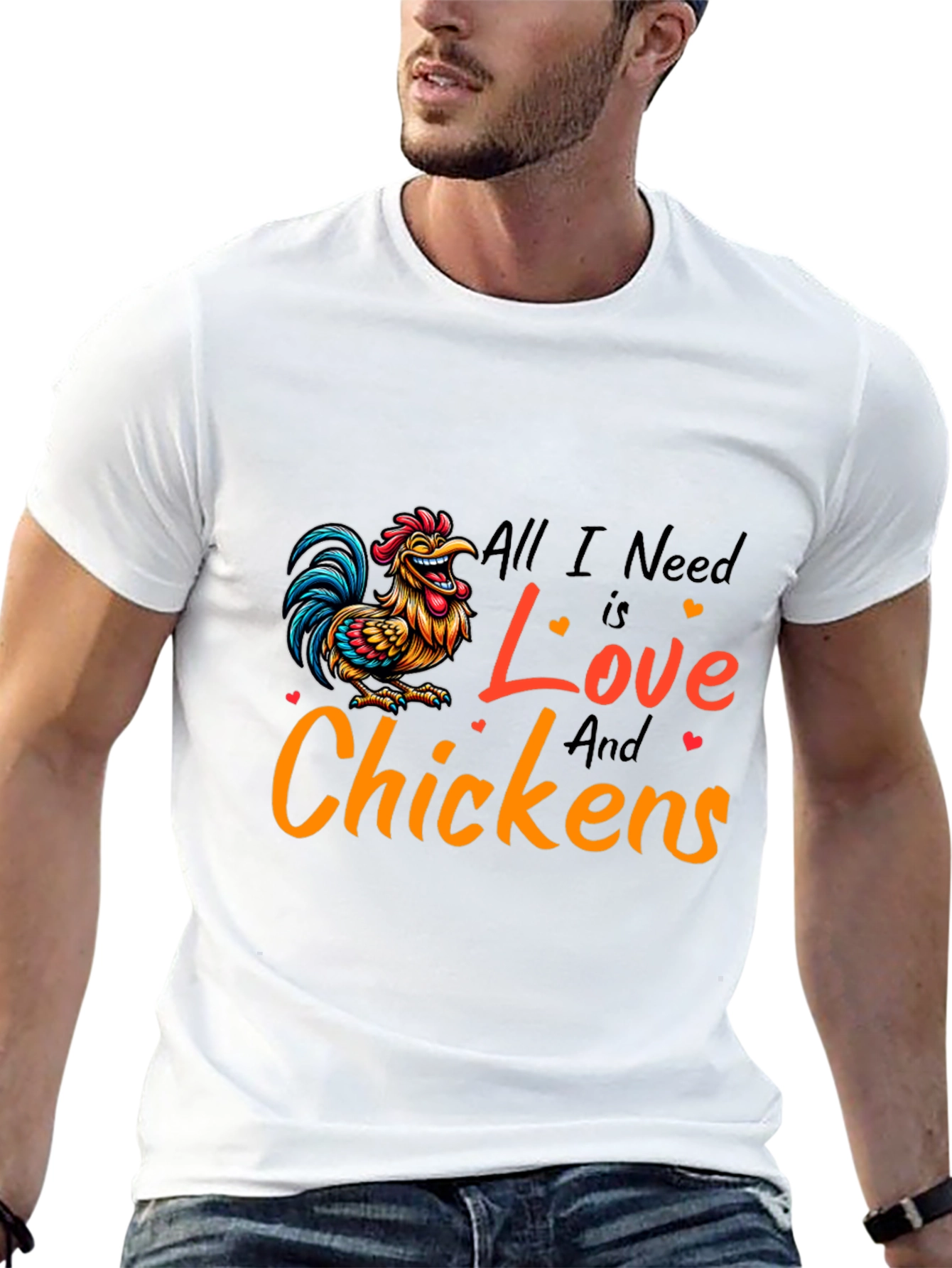 Black All I Need is Love and Chickens T-Shirt view 13