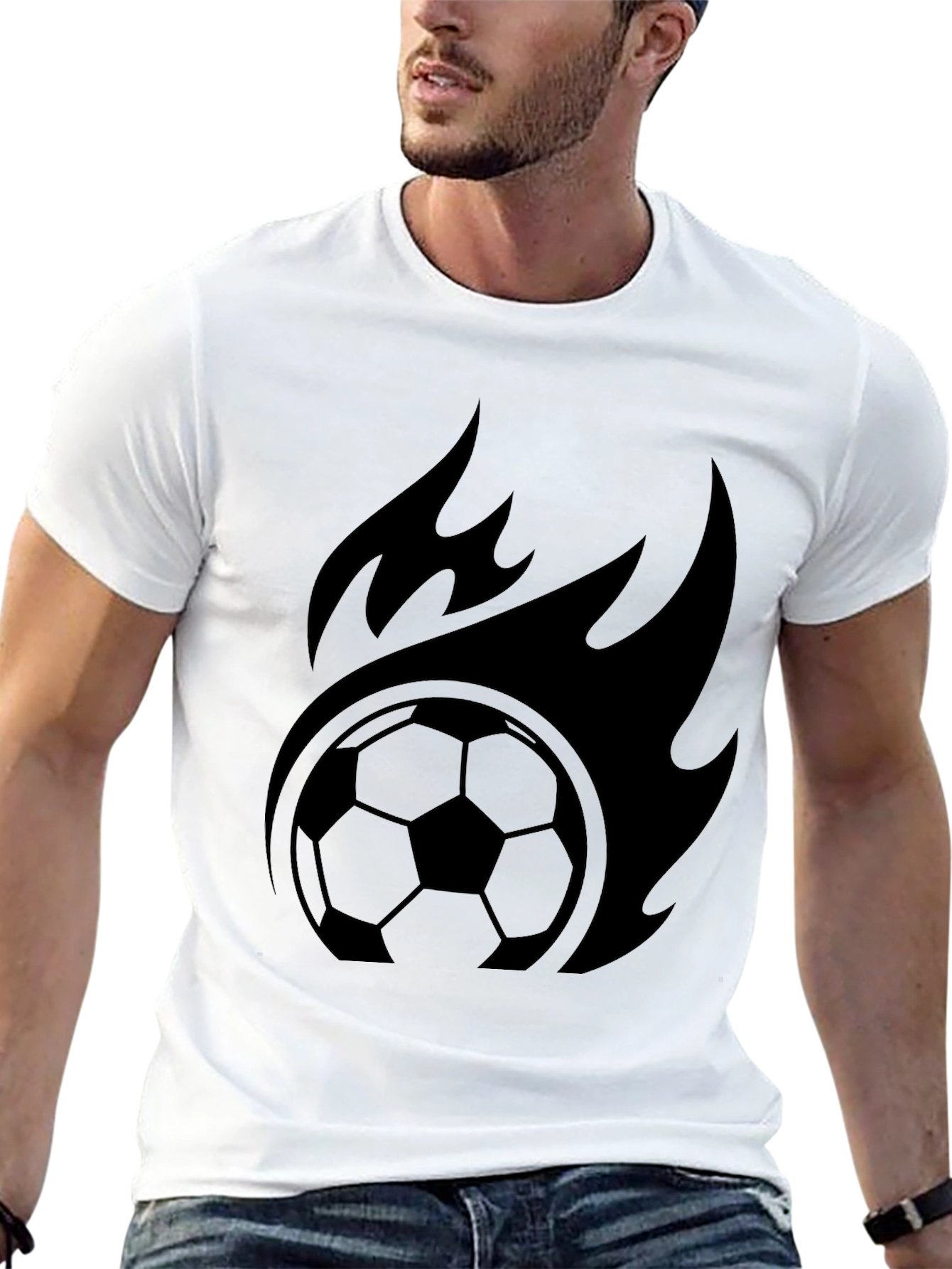 Black Flaming Soccer Ball Graphic Tee - Black view 13