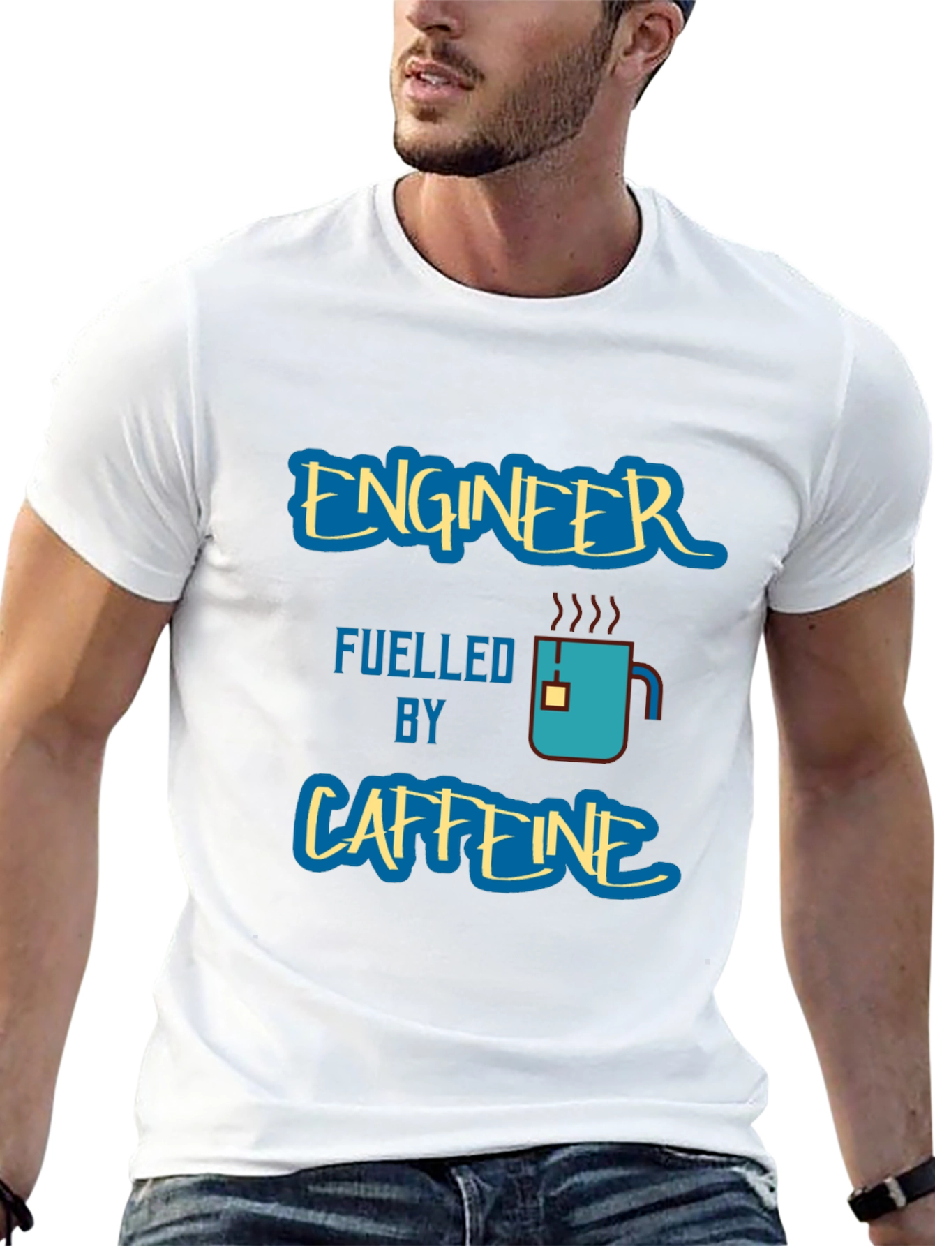 Black Engineer Fuelled by Caffeine Graphic T-Shirt view 13