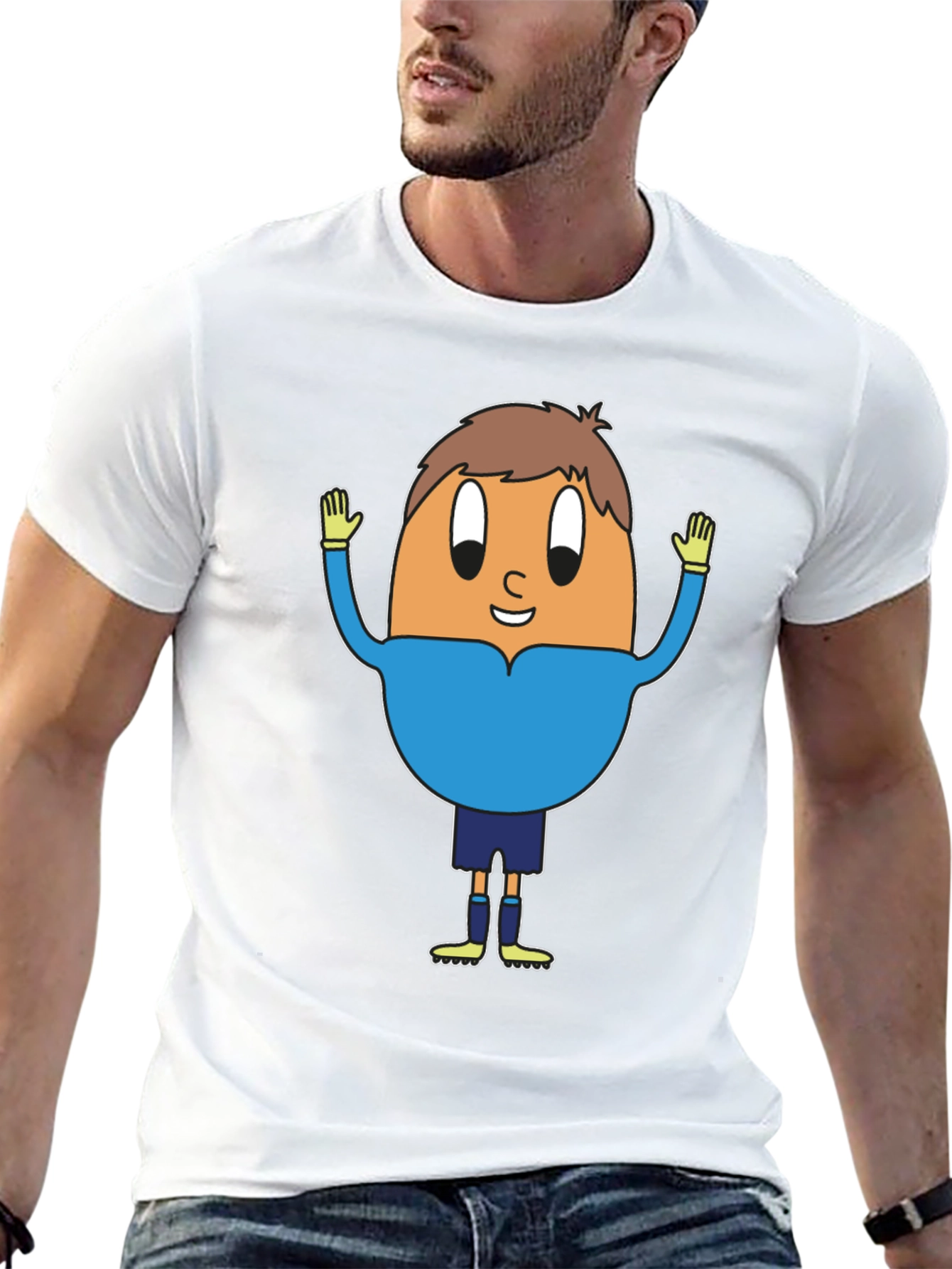 Black Funny Egg Goalie T-Shirt - Black Cotton Tee view 13