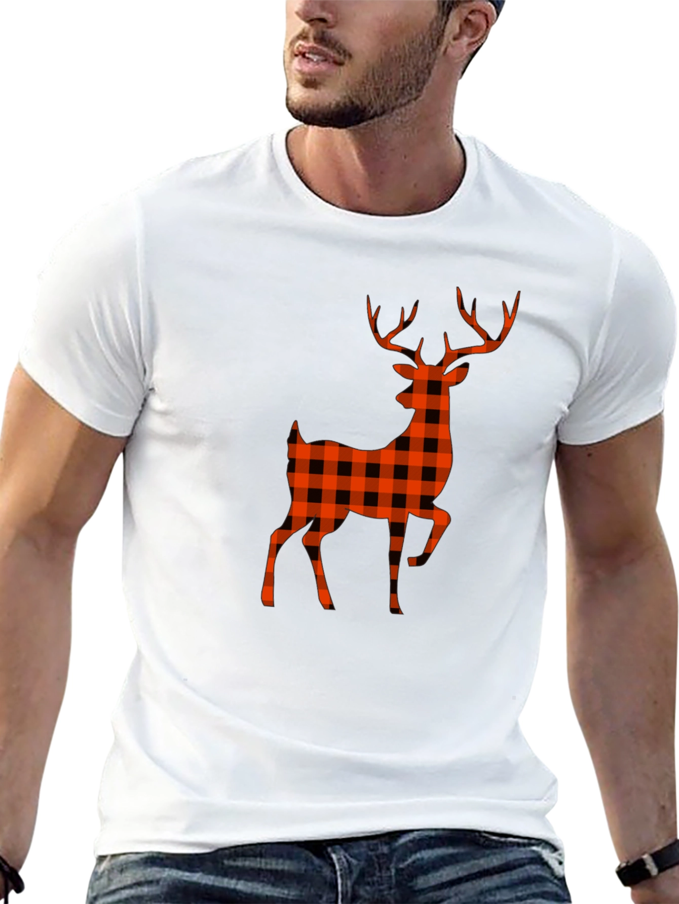 Black Buffalo Plaid Deer Graphic Tee - Black view 13
