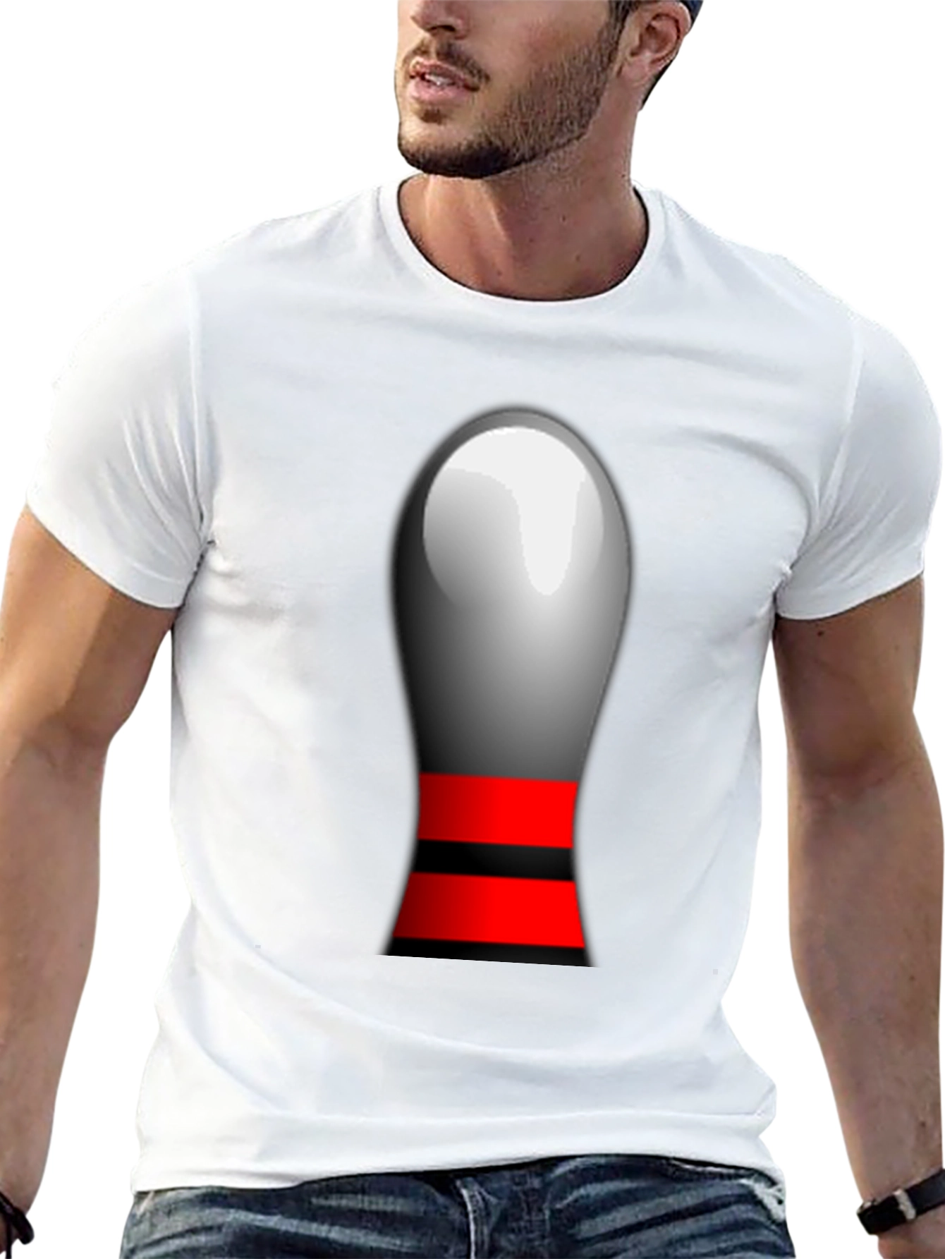 Black Novelty Bowling Pin Graphic T-Shirt view 13