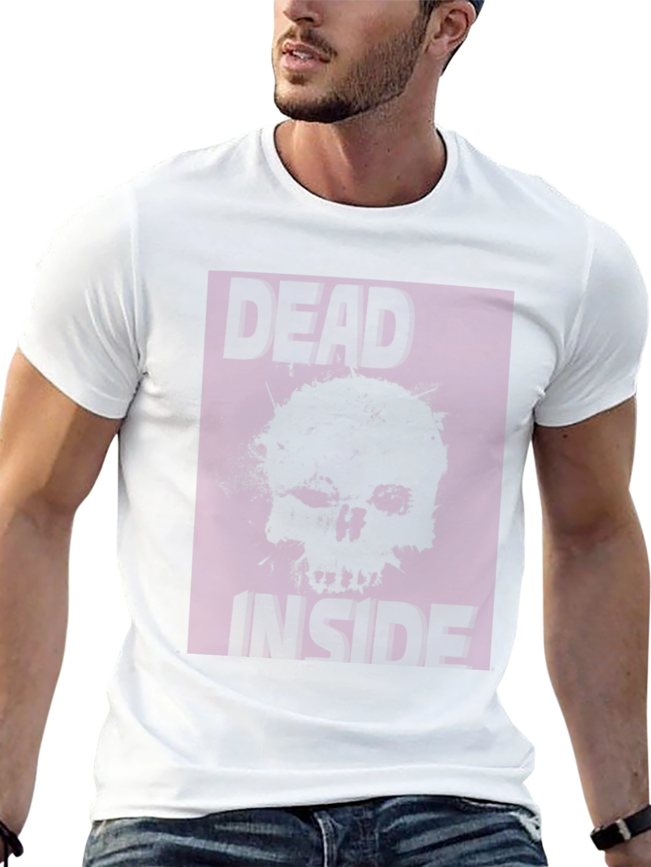 Black Dead Inside Skull Graphic Tee - Dark Humor T-Shirt view 13